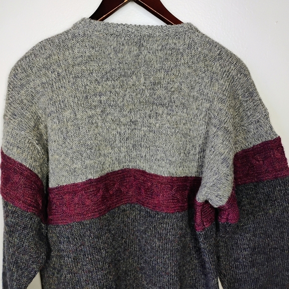 Vintage Lord & Taylor Shetland Wool Sweater Color Block Knit Grandpa Size Large - Picture 5 of 11